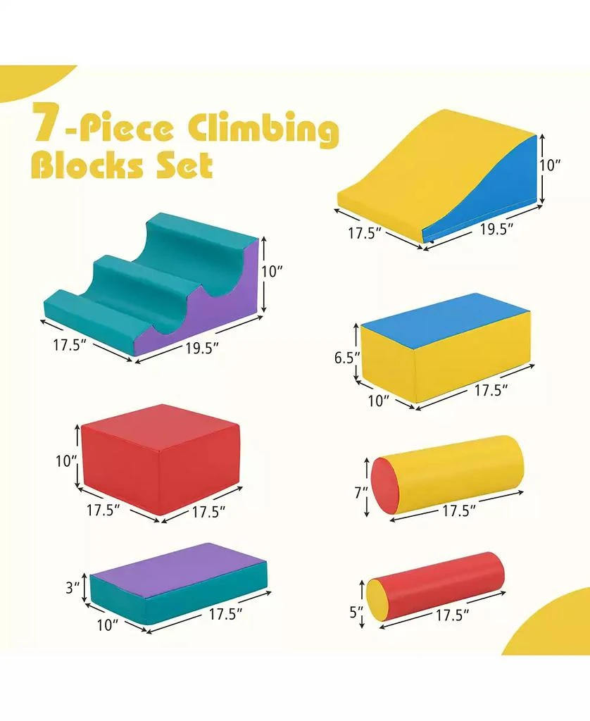 HONGGE 7-Piece Soft Foam Climbing Blocks Playset for Babies and Toddlers 3