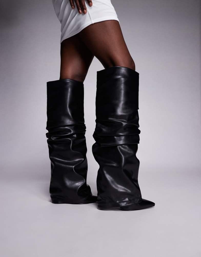 Simmi Wide Fit Simmi London Lukas Wide Fit foldover rouched knee