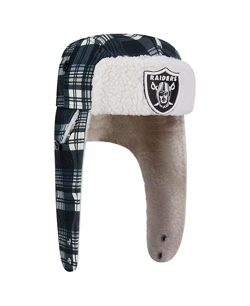 New Era Black Las Vegas Raiders Sideline Plaid Sherpa Trapper Hat 2