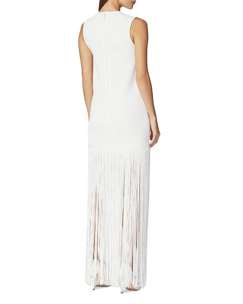 Herve Leger Ottoman Ribbed Shadow Stripe Fringe Gown 2