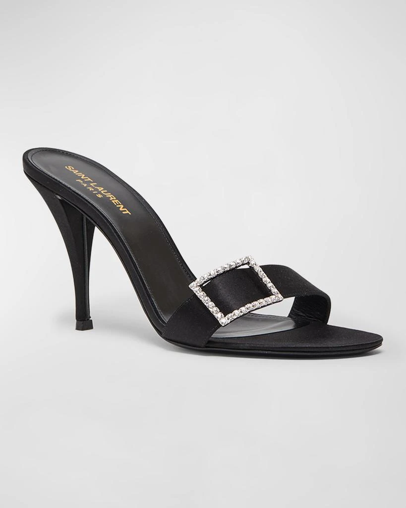 Yves Saint Laurent Simone Satin Buckle Mules 3