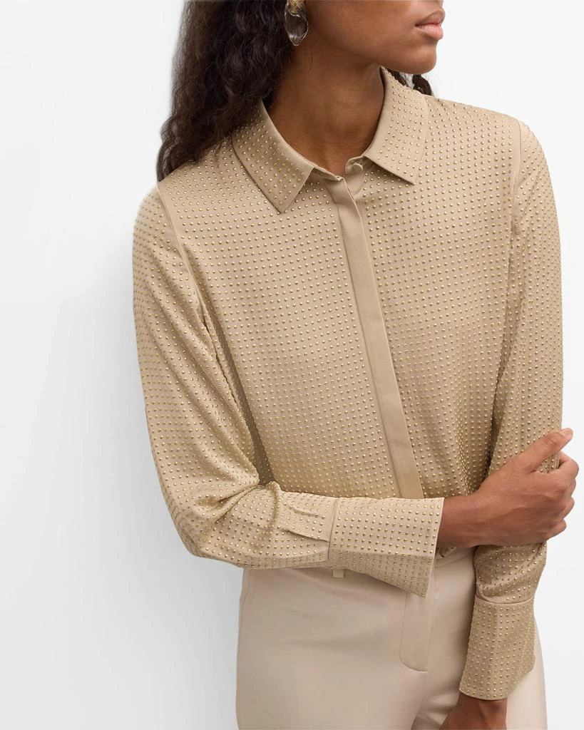 Kobi Halperin Milani Button-Down Metallic Stud Blouse 6