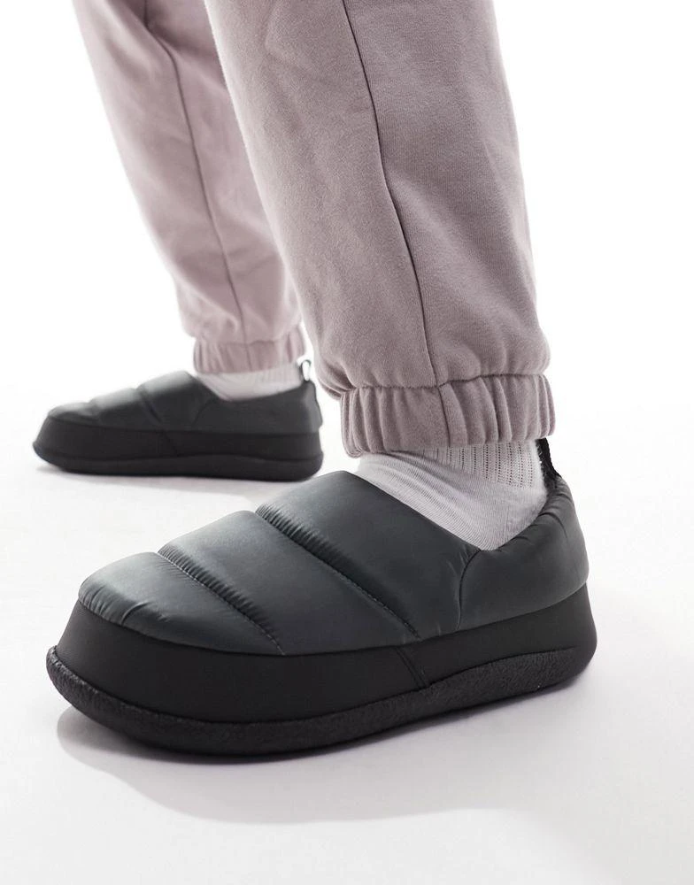 ASOS ASOS DESIGN premium puffer slippers in grey nylon 1