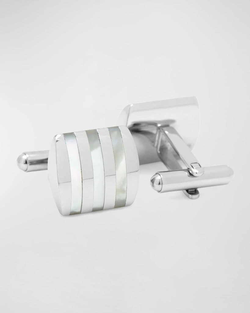 Cufflinks Inc. Stainless Steel Striped Mother-of-Pearl Cufflinks 2