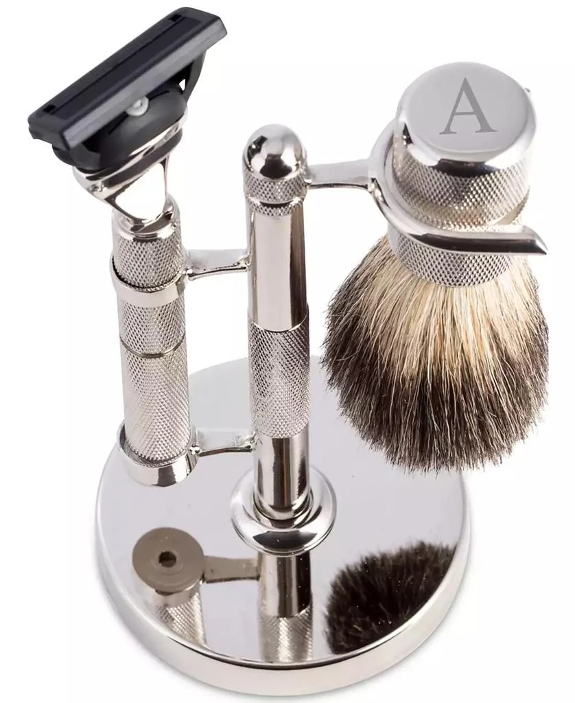 Bey-Berk Men's Monogrammed Razor & Brush Set 1