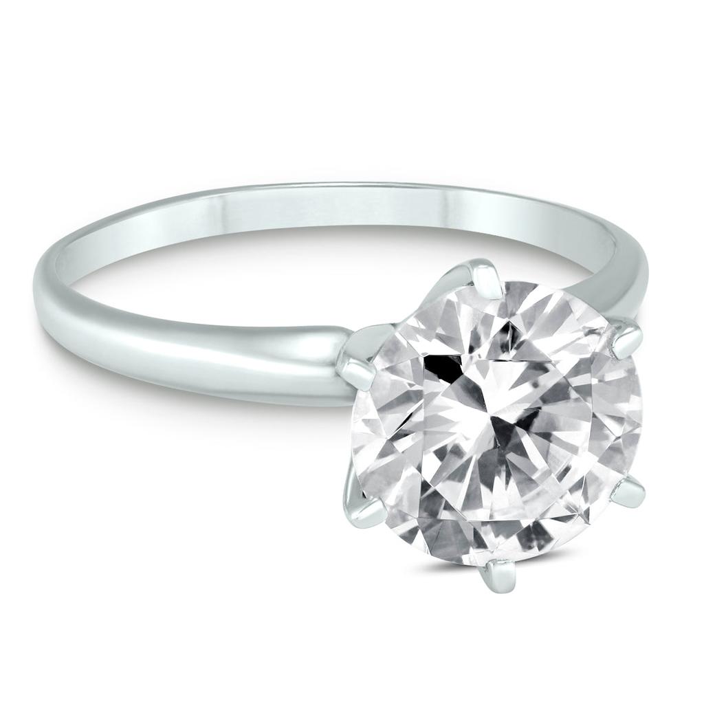 SSELECTS Premium Quality - 2 Carat Diamond Solitaire Ring In 14K White Gold J Color, I1-I2 Clarity