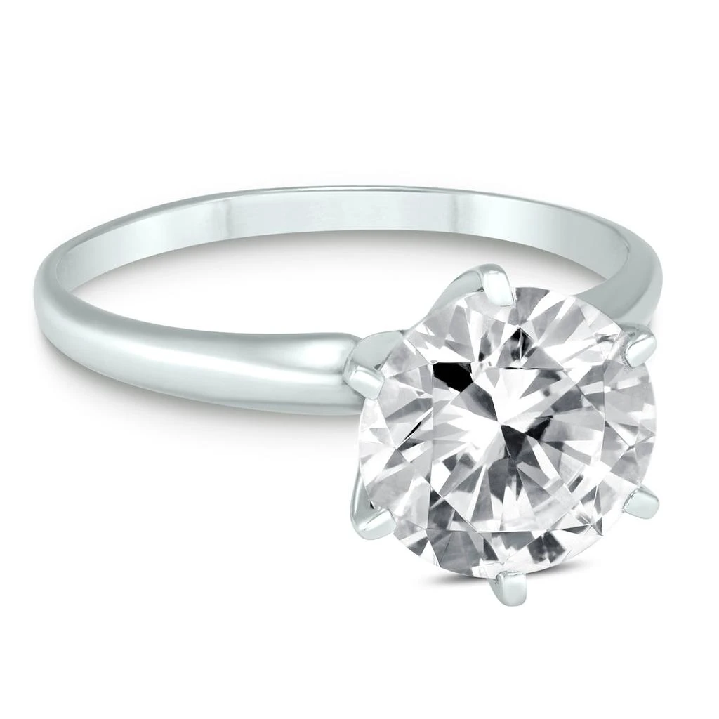 SSELECTS Premium Quality - 2 Carat Diamond Solitaire Ring In 14K White Gold J Color, I1-I2 Clarity 2