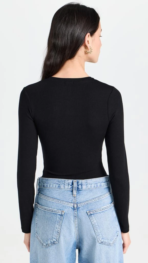 Ambitionist Button Up Ribbed Henley Thong Bodysuit 2