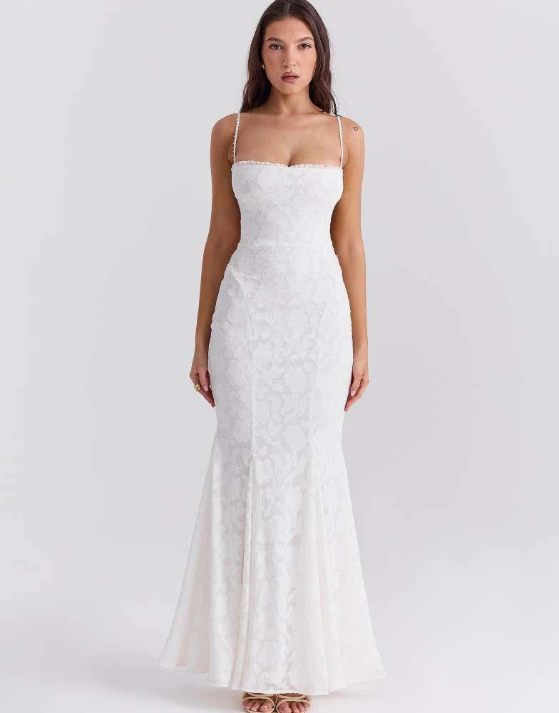 House of CB House of CB Joan lace up back maxi dress in ivory 1