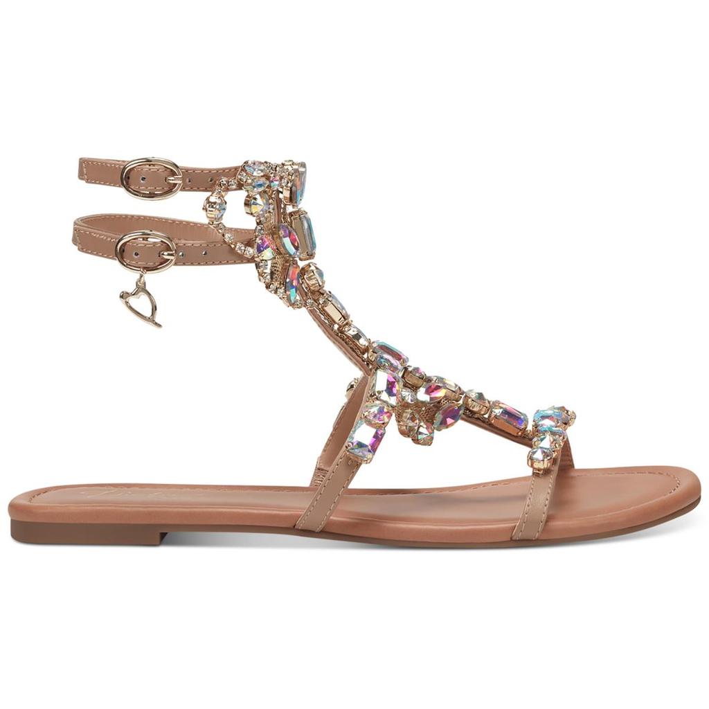 Thalia Sodi Jenesis Womens Rhinestone Faux Leather Gladiator Sandals