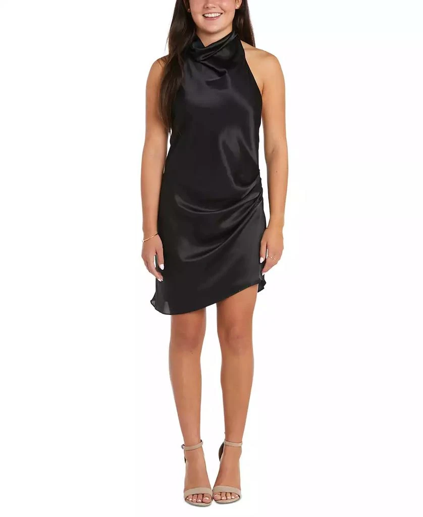Morgan & Company Juniors' High-Neck Satin Mini Dress 6