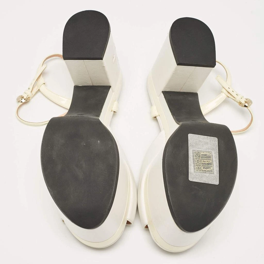 ROCHAS Rochas White Leather Cutout Platform Ankle Strap Sandals Size 38 6