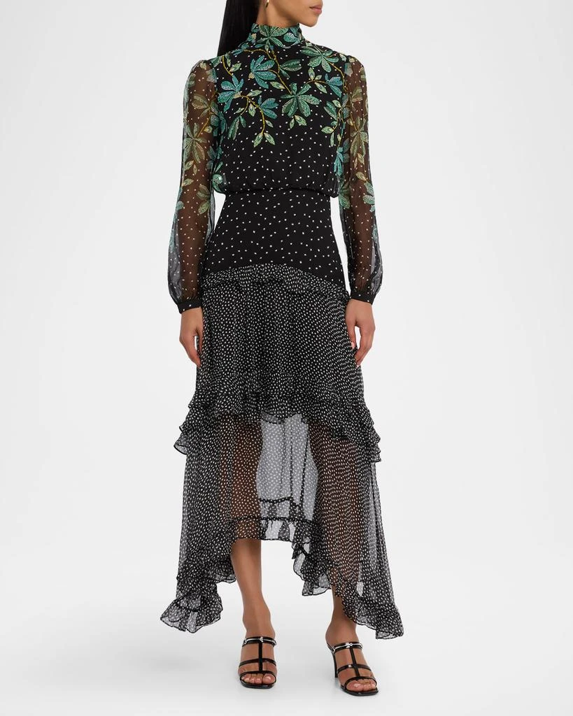 Saloni Jolie-C Floral Silk Tiered-Ruffle Midi Dress 4