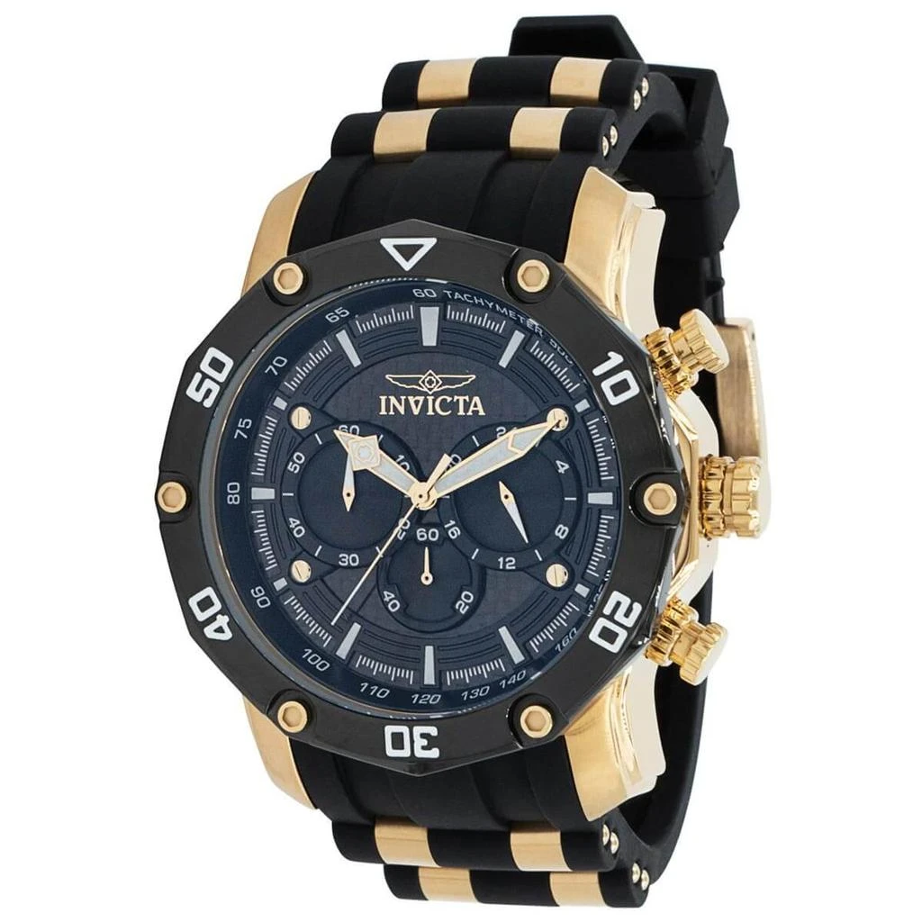 Invicta Invicta Men's Chronograph Watch - Pro Diver Black Dial Yellow Gold Case Strap | 37722 1