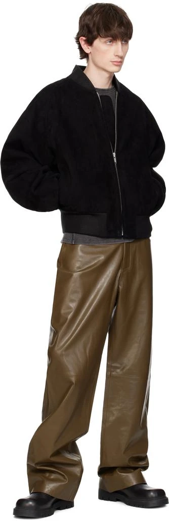 Entire Studios Black Raglan Bomber Leather Jacket 4