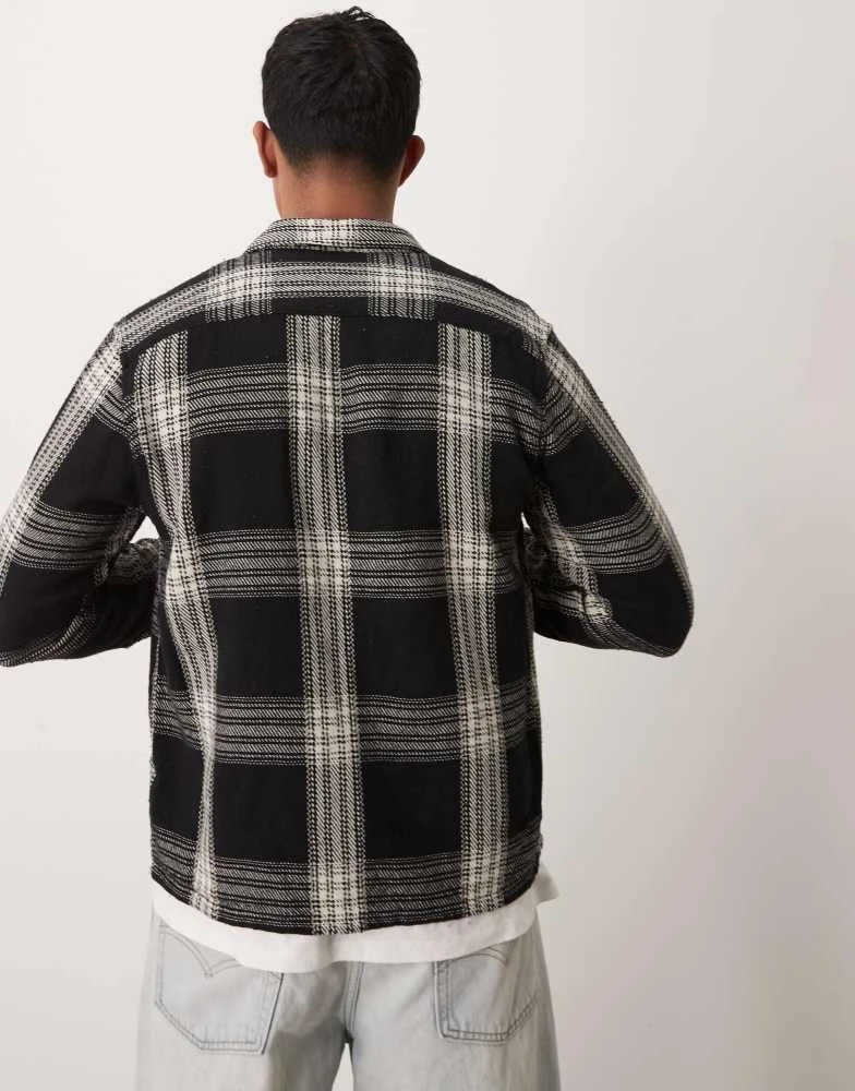 New Look New Look checked oxford shirt in black and white 4