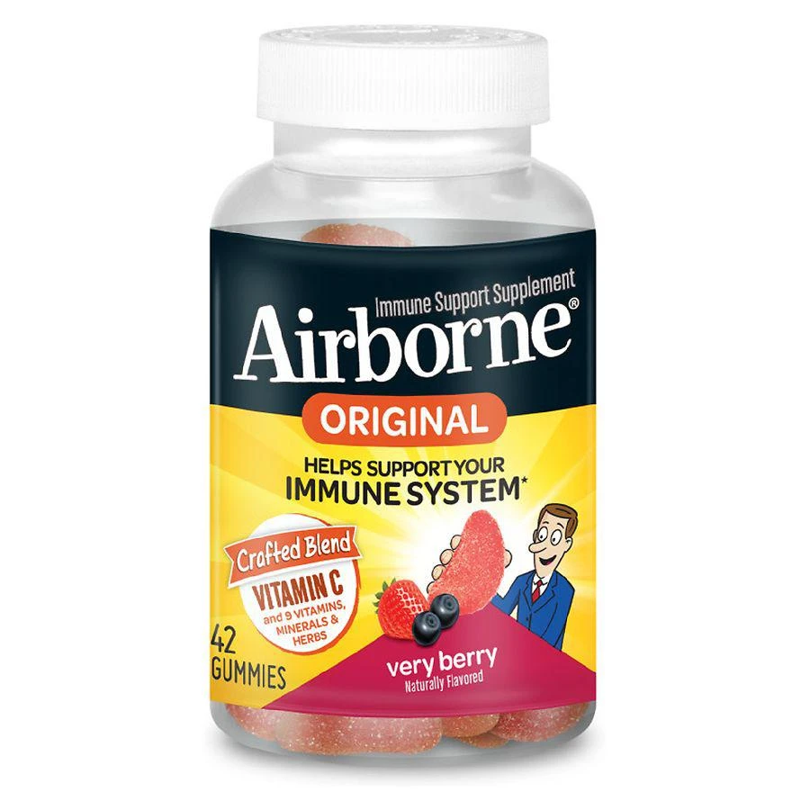 Airborne Vitamin C, E, Zinc, Minerals & Herbs Immune Support Supplement Gummies Very Berry 1