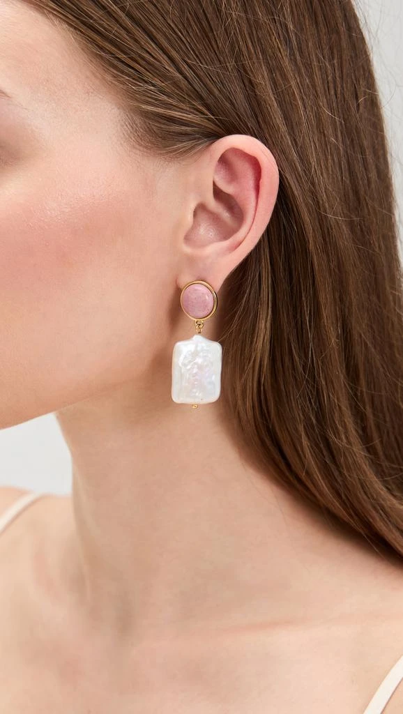 MAYAMAR Stone Pearl Earrings in Cherry Quartz 2