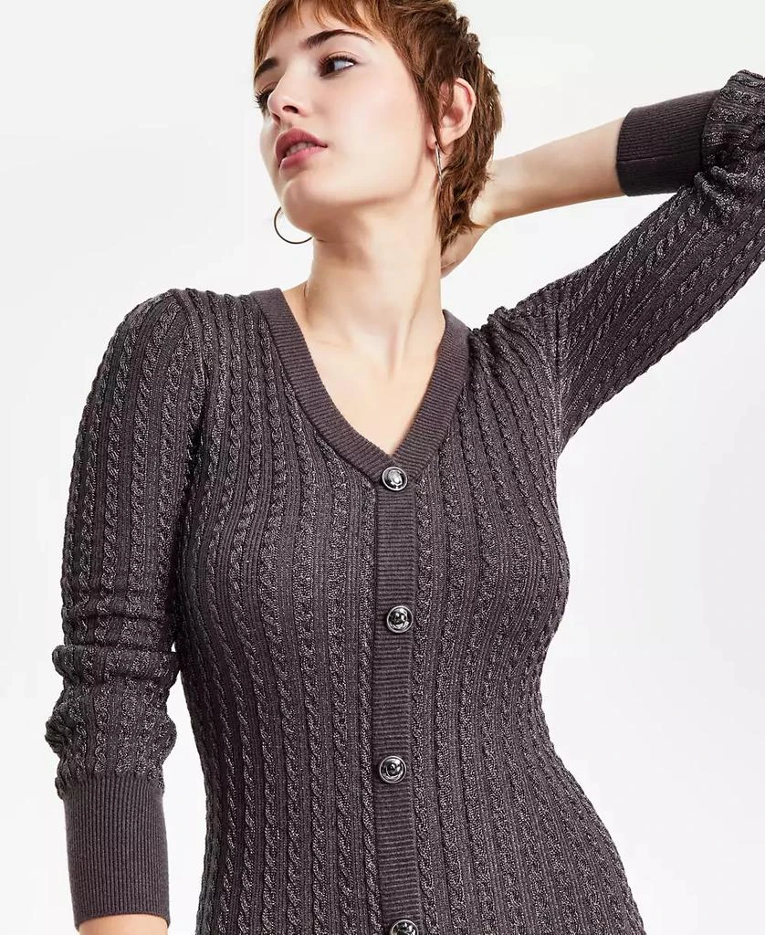 GUESS Women's Josie Ribbed V-Neck Cardigan Dress 4
