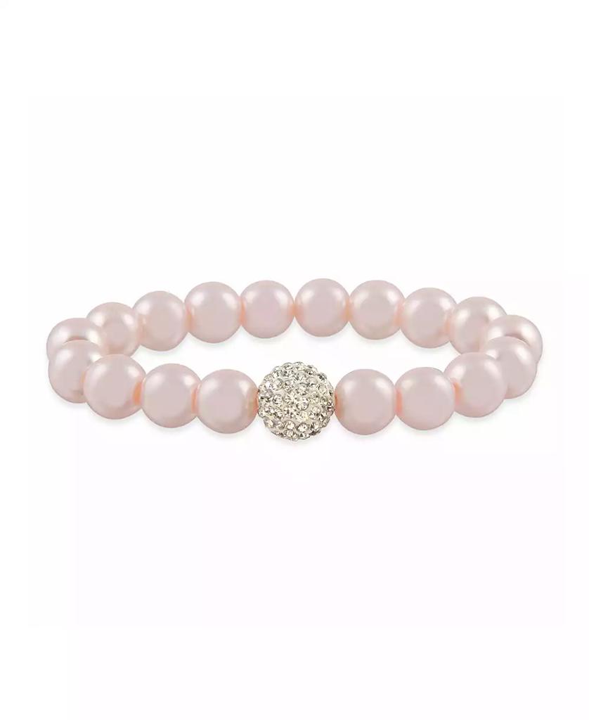 Macy's Pink Imitation Pearl with a Crystal Stretchy Bracelet