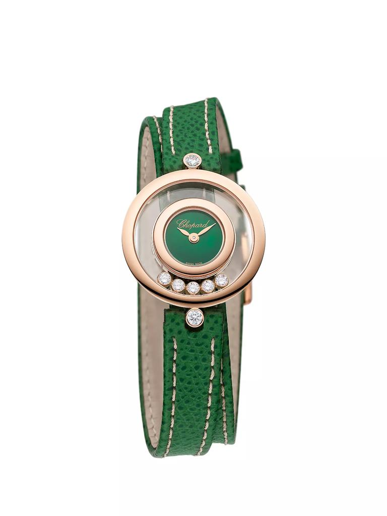 Chopard Happy Diamonds Icons 18K Rose Gold, Mother-Of-Pearl, Diamond, & Leather Wrap Strap Watch