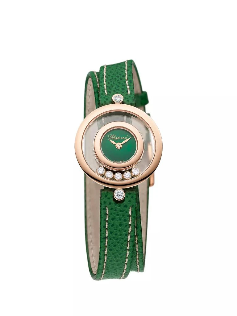 Chopard Happy Diamonds Icons 18K Rose Gold, Mother-Of-Pearl, Diamond, & Leather Wrap Strap Watch 1