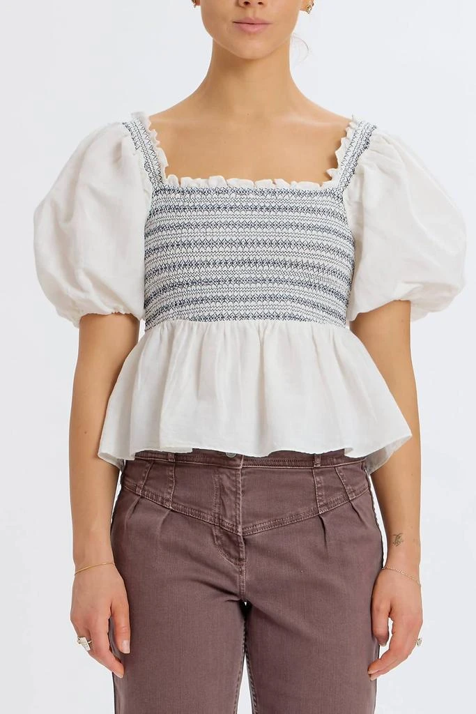 Something Navy Something Navy - Smocked Puff Shoulder Top 1