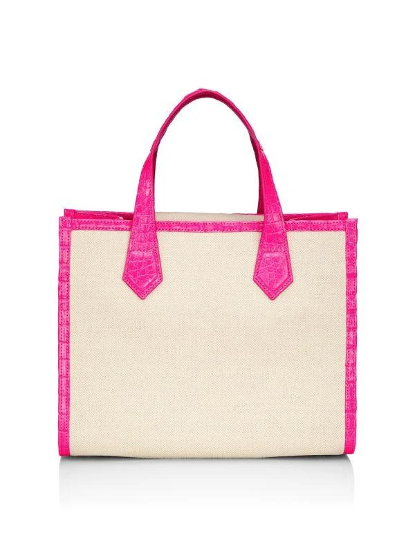 Maria Oliver Medium Martina Crocodile & Linen Tote Bag 1