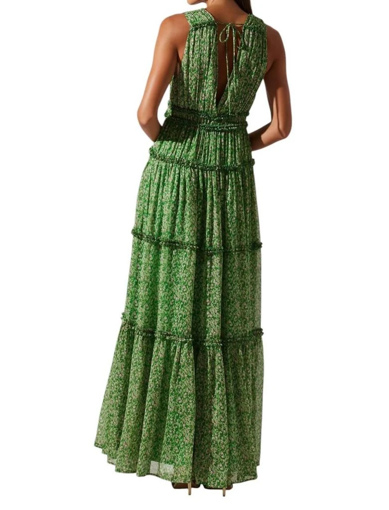 ASTR Edessa Tiered Ruffle Maxi Dress In Green Pink Floral 2
