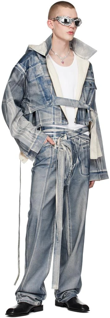 Ottolinger SSENSE Exclusive Blue Signature Wrap Jeans 4