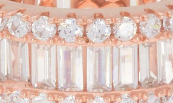 Suzy Levian Rose Gold Plated Sterling Silver Baguette CZ Eternity Band Ring 3