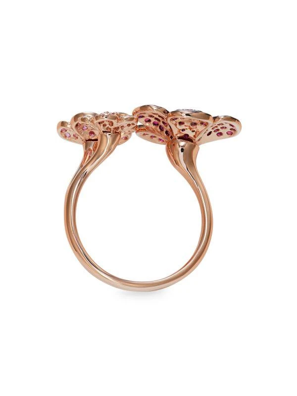 Effy 14K Rose Gold, 0.19 TCW Diamond, Ruby 
Pink Sapphire Pave Flower Ring 3