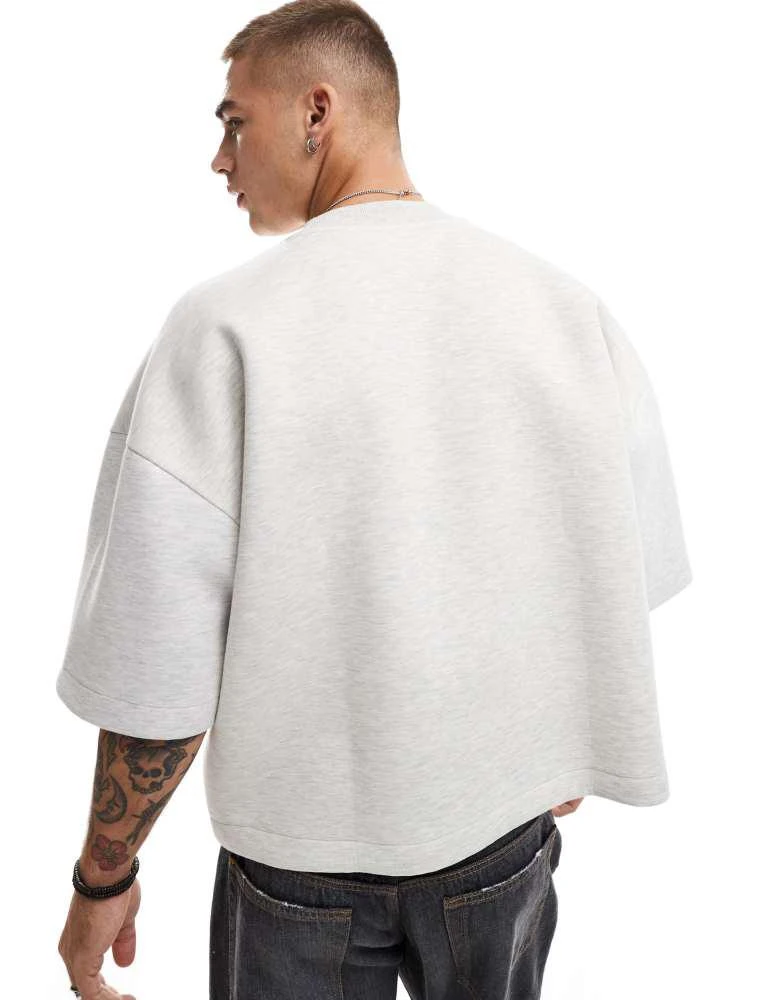 ASOS ASOS DESIGN heavyweight scuba short sleeve sweatshirt in grey 4