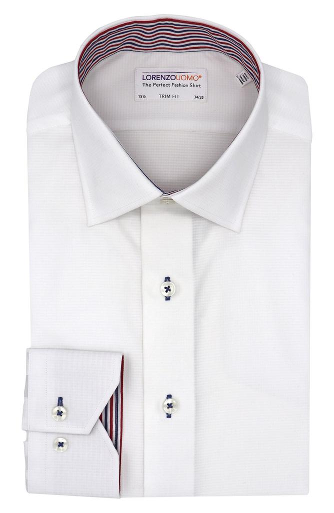 Lorenzo Uomo Trim Fit Solid Woven Dress Shirt