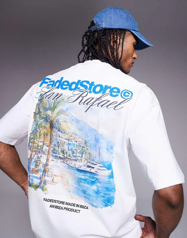 Faded Store Faded Store graphic back print t-shirt in white 1