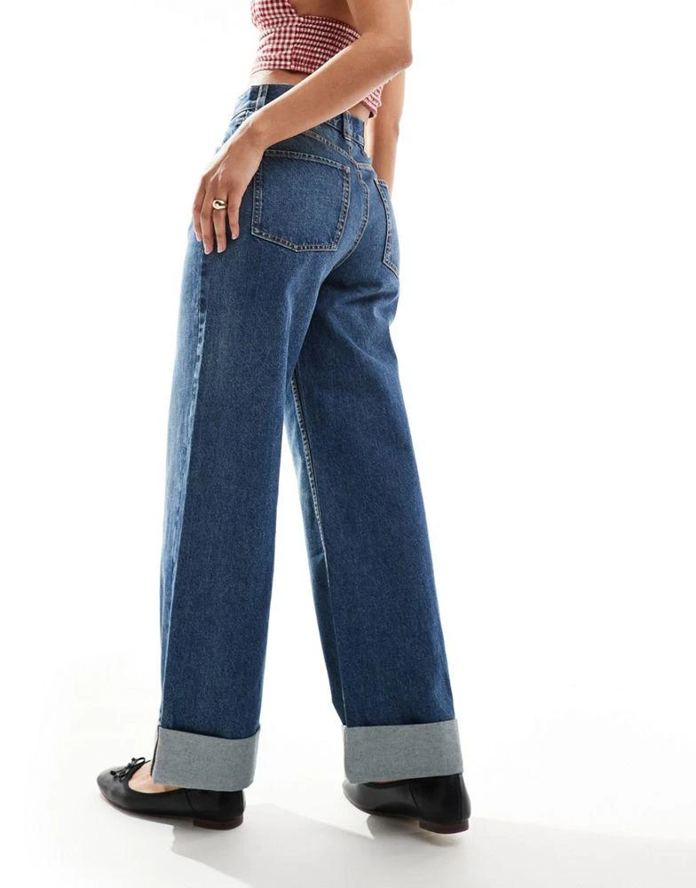 Asos Design High Waisted Mid Blue Jeans Shop ASOS DESIGN Loose