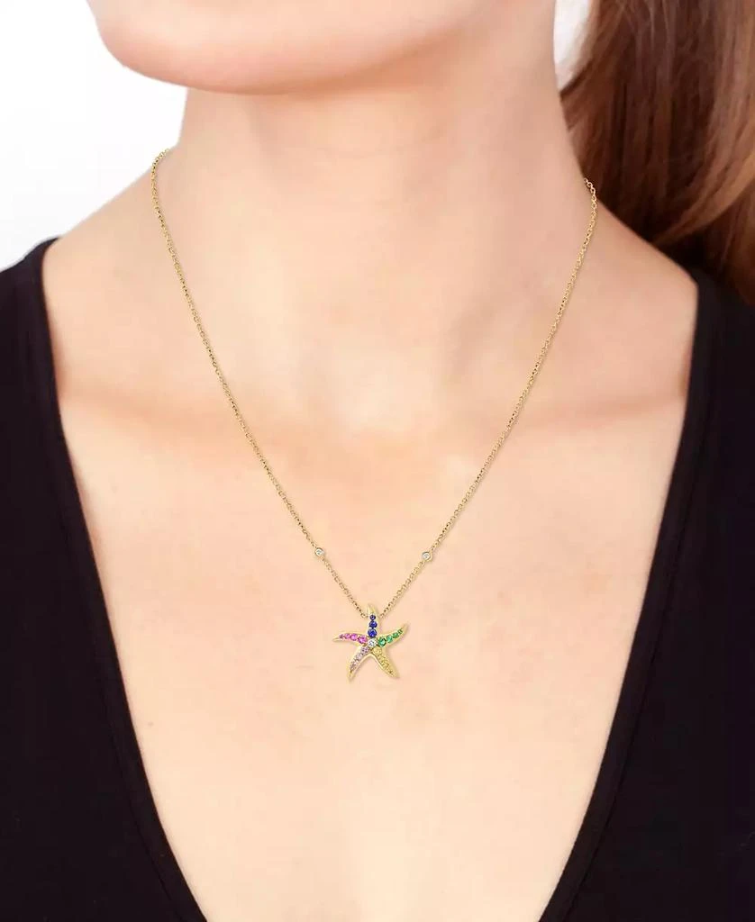 Effy EFFY® Multi-Gemstone (5/8 ct. t.w.) & Diamond (1/8 ct. t.w.) Starfish Pendant Necklace in 14k Gold, 18" + 1" extender 2