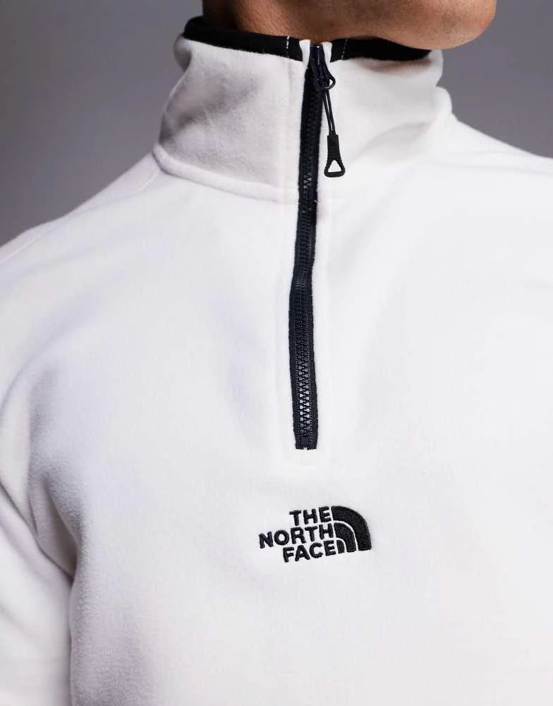The North Face The North Face Glacier 1/4 zip central logo fleece in off white 2