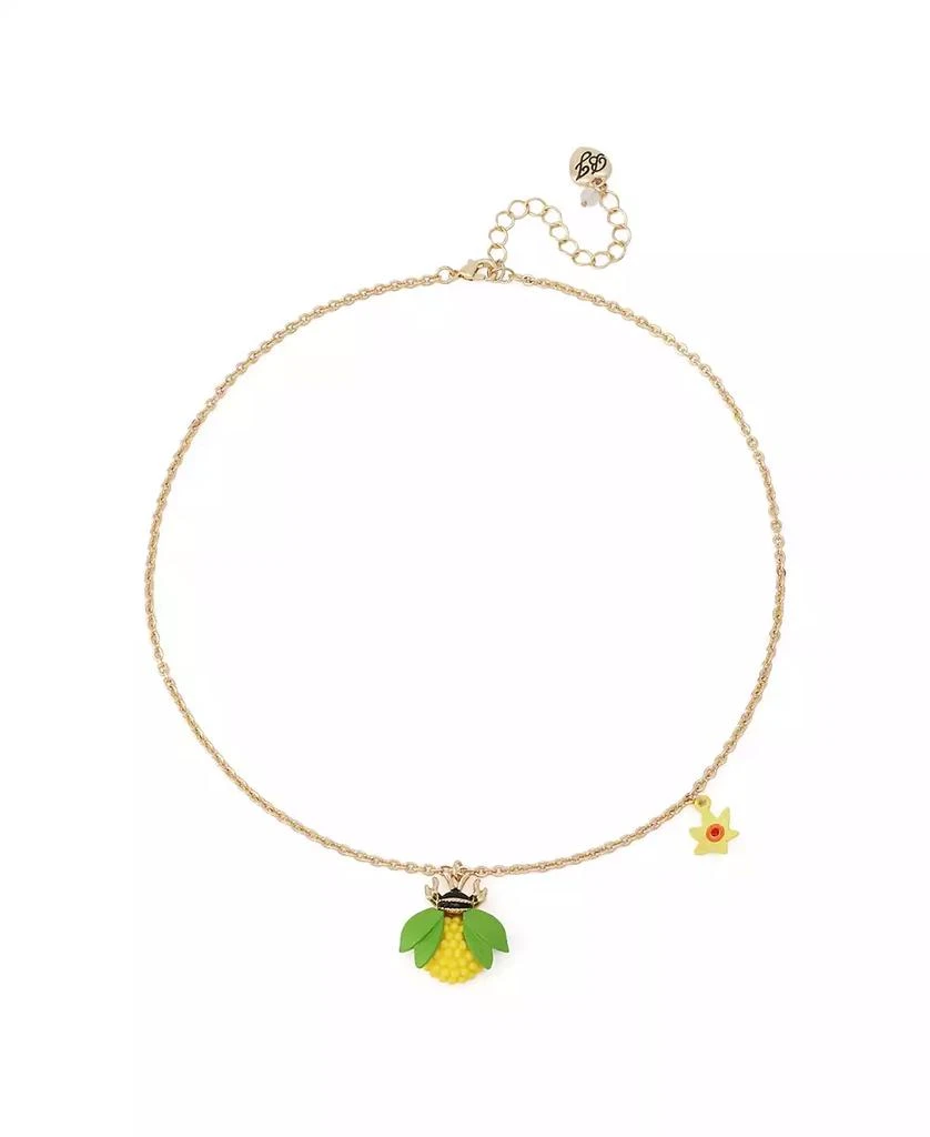 Betsey Johnson Faux Stone Hothouse Bloom Bee Pendant Necklace
