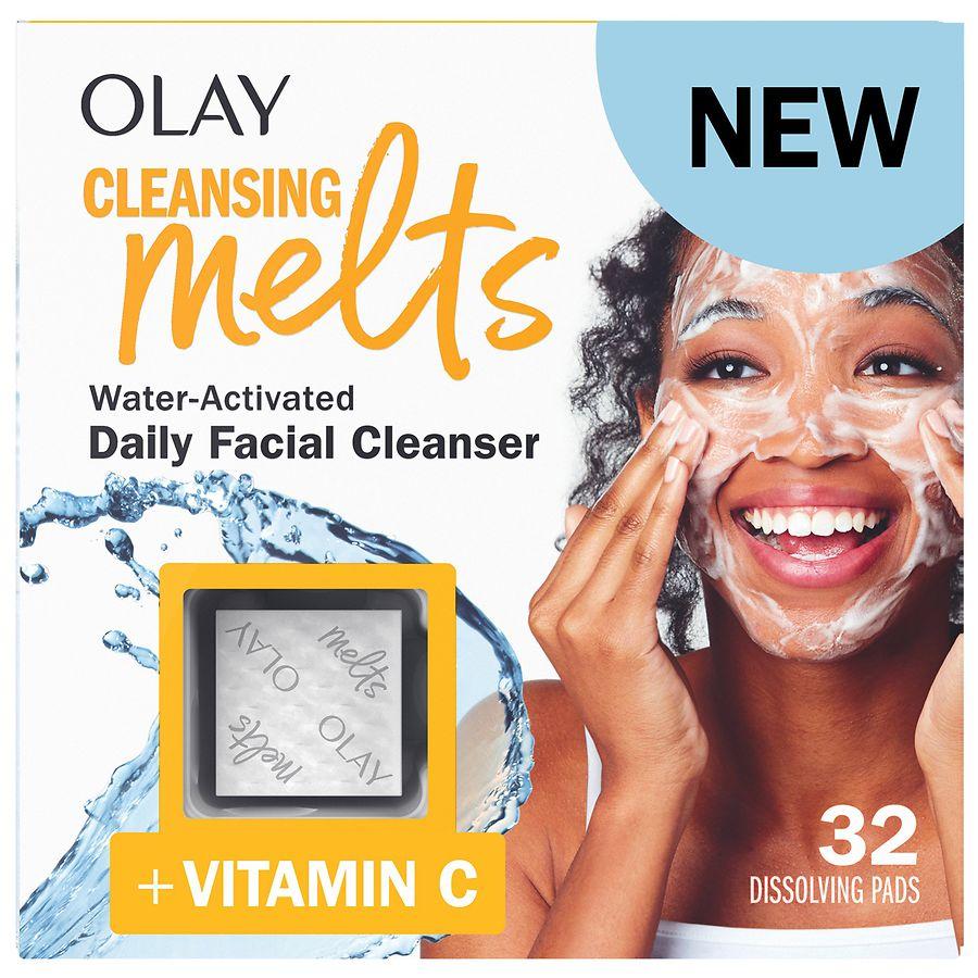 Olay Cleansing Melts + Vitamin C Face Cleanser, Water-Activated Face Wash