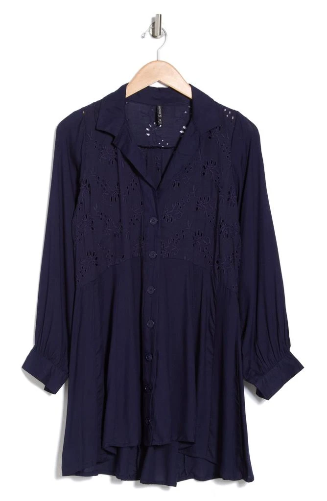 BOHO ME Eyelet Long Sleeve Button-Down Swim Cover-Up 3