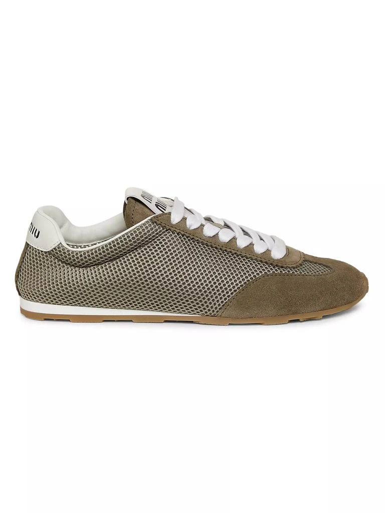 Miu Miu Mesh & Suede Low-Top Lace-Up Sneakers 1