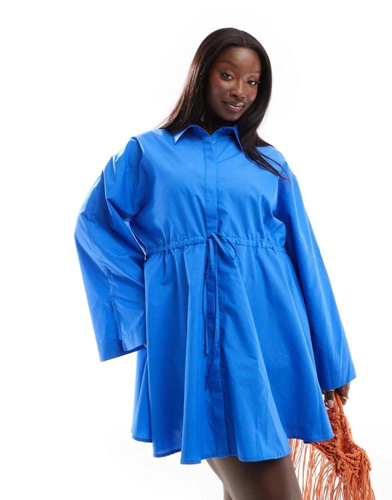 ASOS ASOS DESIGN Curve shirt with channel front in hampton blue 2