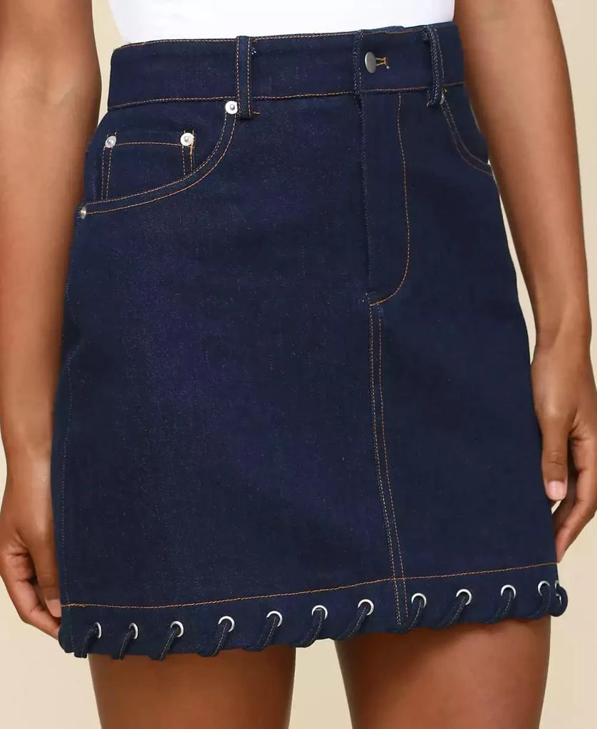 Avec Les Filles Women's Cotton Lace-Hem Mini Skirt 4