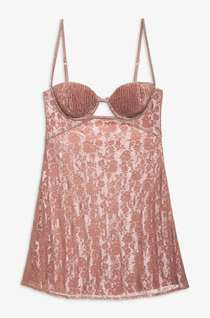 short dress with mesh overlay Illusion Deep V-Neck Glitter Mesh Short Dress w/ U-Back