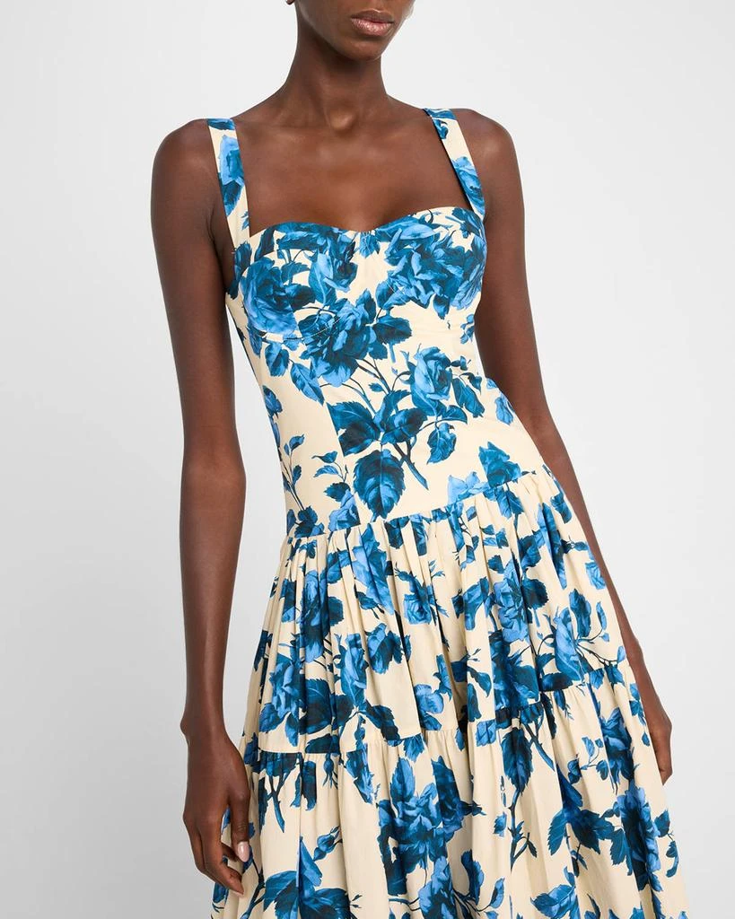 Cara Cara Santiago Bustier Tiered Floral Poplin Midi Dress 5