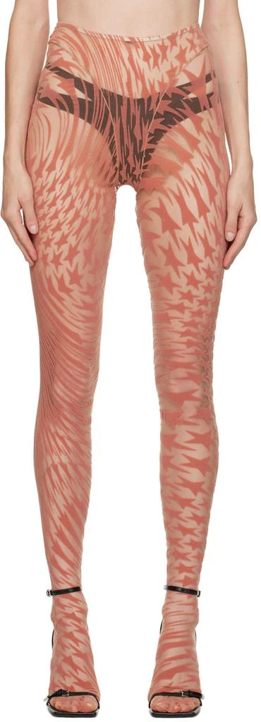 Mugler Pink Flocked Leggings 1
