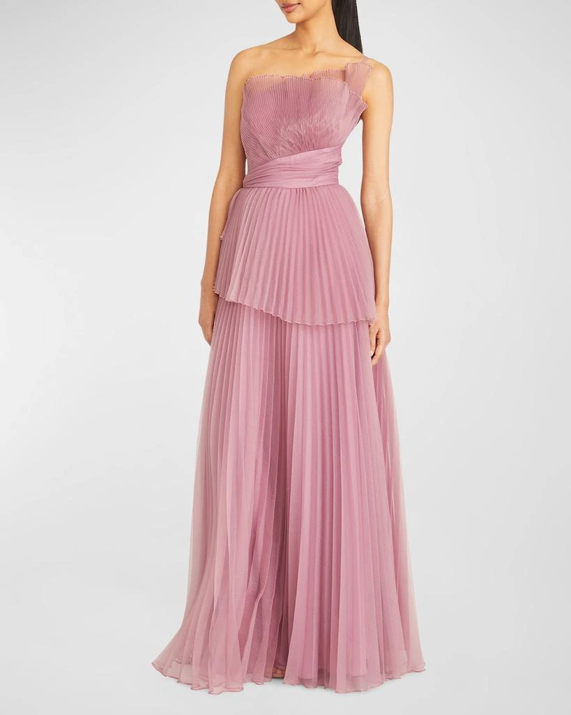 Theia Delphine Pleated Organza A-Line Gown 3