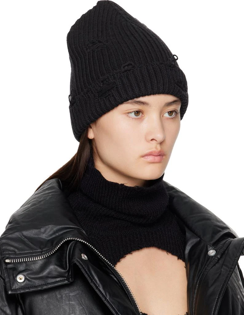 MM6 Black Distressed Beanie 2