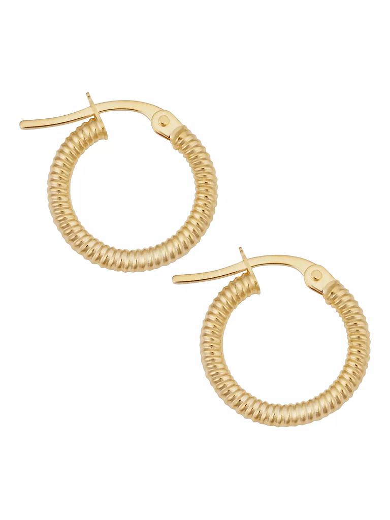 Oradina 18K Yellow Gold Ribbed Mini Hoops